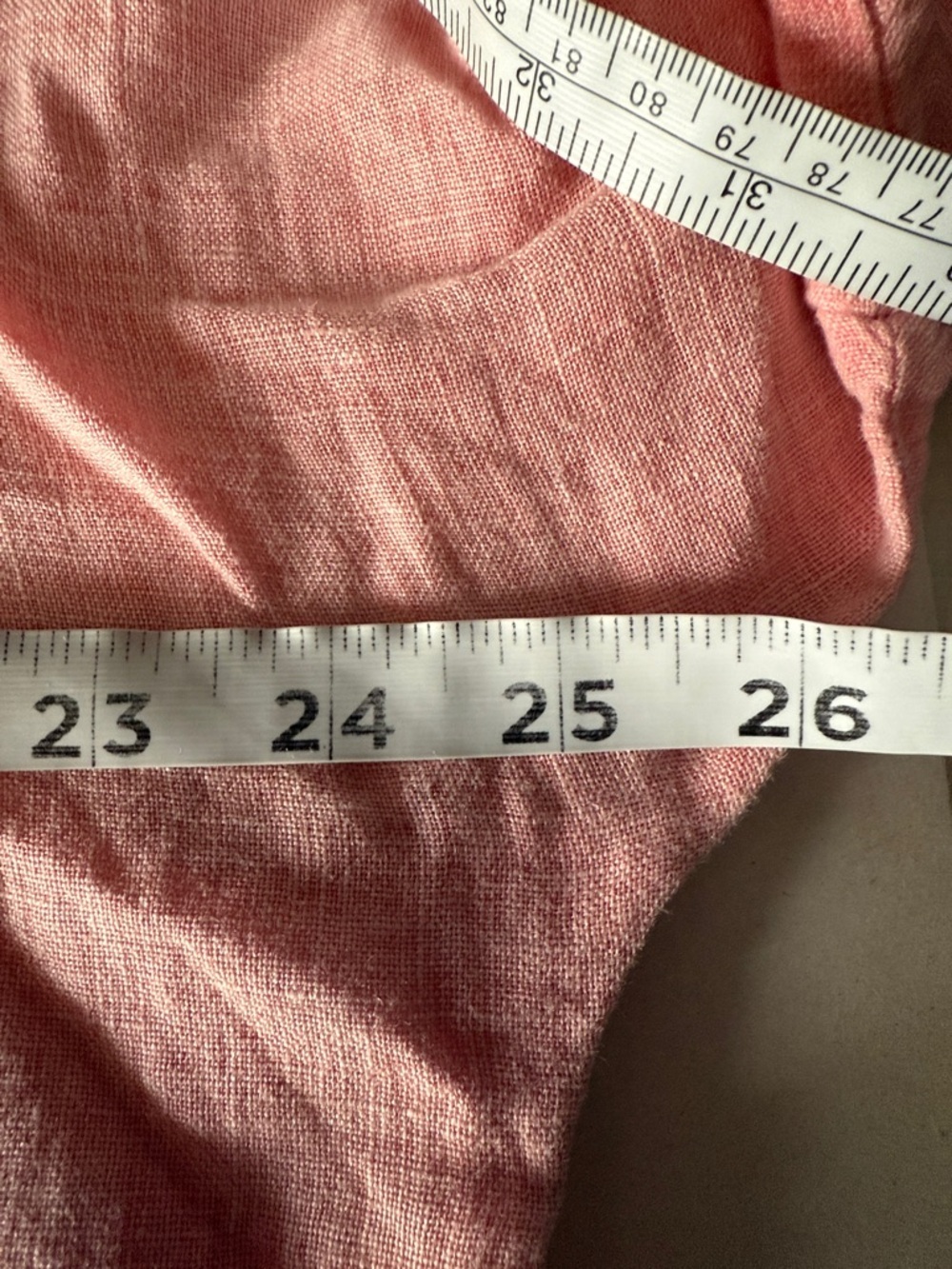 V BACK ITALIAN LINEN TOP W POCKET Color: light pink/ coral Made in Italy - Picture 13 of 14